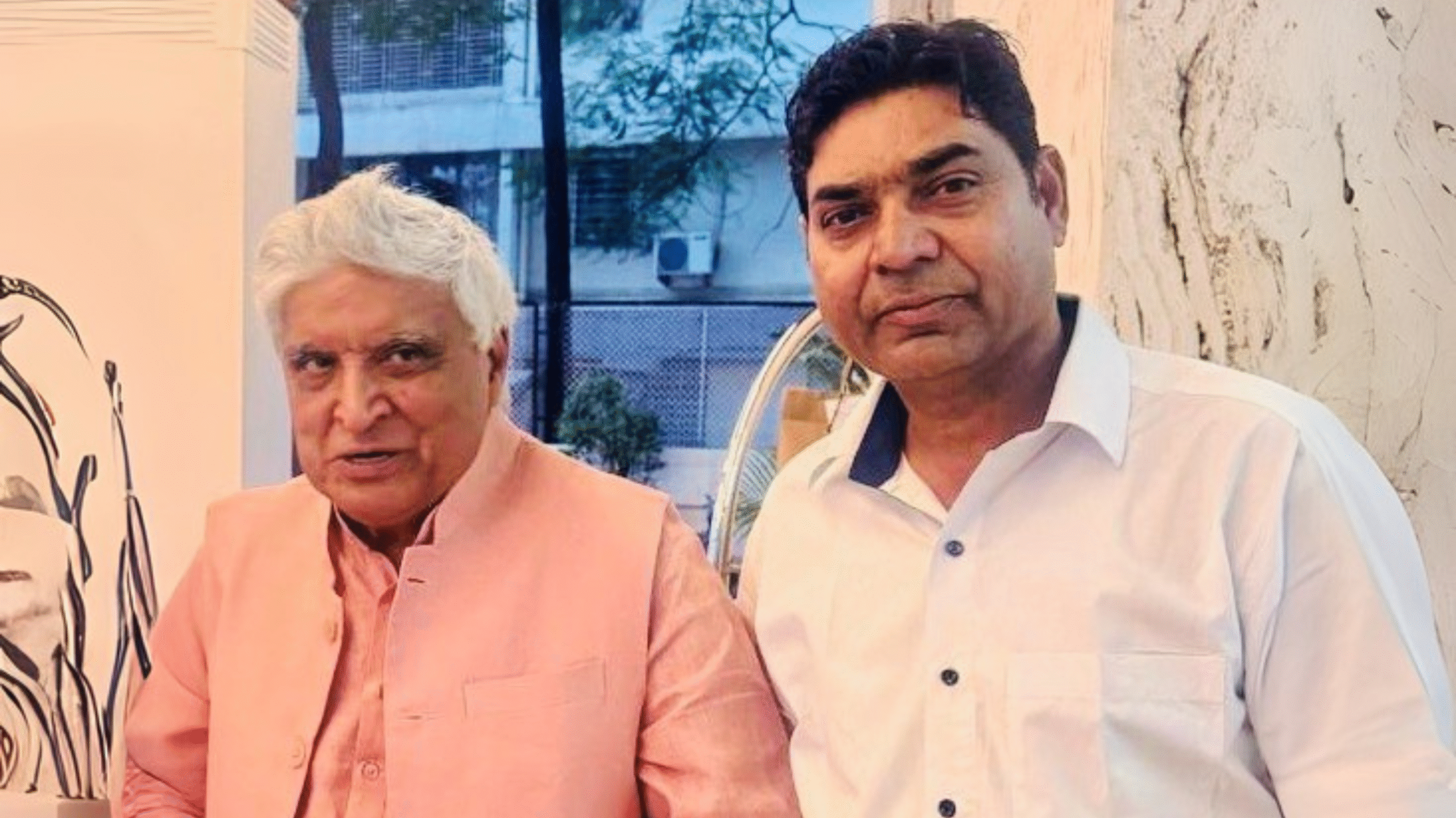 Celebrity Shows Javed Akhtar with Mr. Bhupendra Rana the director of Event India a celebrity and event management company