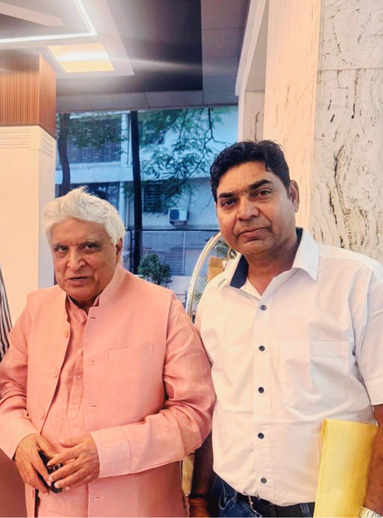 Javed Akhtar photo with Event India wedding and celebrity management company director Bhupendra Rana